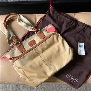 Authentic Coach Khaki Nylon Tote bag